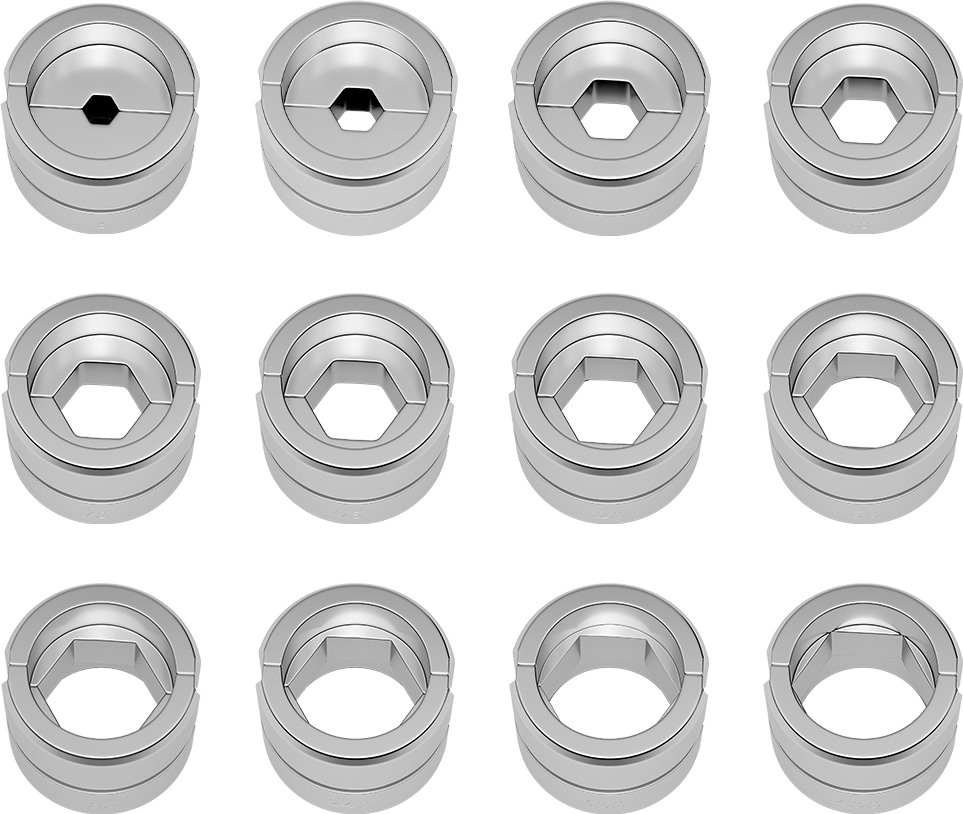 Twelve 40Cr hexagonal crimping dies